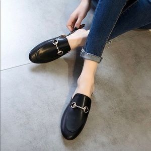 Black mules loafers